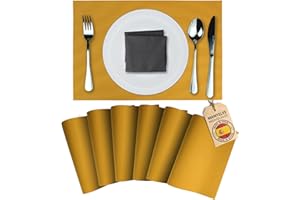 Mondiroso. Pack de 6 Manteles Individuales Mesa Lavables. Salvamanteles Individuales Antideslizantes Mantel Individual para Mesa de Comedor y Cocina. (6, Mostaza)