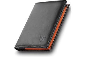 TEEHON Portafoglio Uomo in Vera Pelle - Protezione RFID | 12 Tasche per Carte | 2 Scomparti Banconote | Finestra ID | Portamonete | Regalo per Uomo | Stile Classico e Pratico