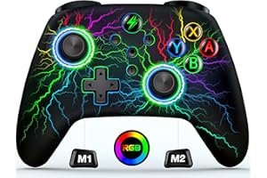 HASACOOL Switch Controller for Switch/Lite/OLED, LED Light Multi-Platform Wired Windows PC Controller/Wireless iOS Android Switch Pro Controller with RGB Color/Programmable/Vibration/Turbo