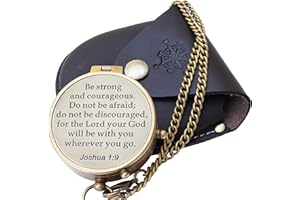 NEOVIVID Kompass mit Gravur Be Strong and Courageous, Geschenkidee zur Konfirmation, Taufgeschenk