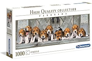 Clementoni - Puzzle 1000 piezas panorámico paisaje animales, Cachorritos perrito Beagles, Puzzle adulto (39435)