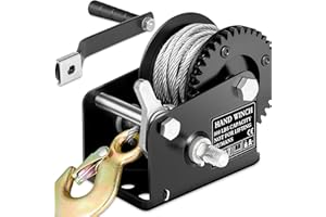Bravex Boat Trailer Winch 800lbs/362kg Portable Hand Crank Winch with 26ft Steel Cable Manual Operated Two Way Ratchet 3.2: 1 Gear Winch for ATV Boat Trailer Marine
