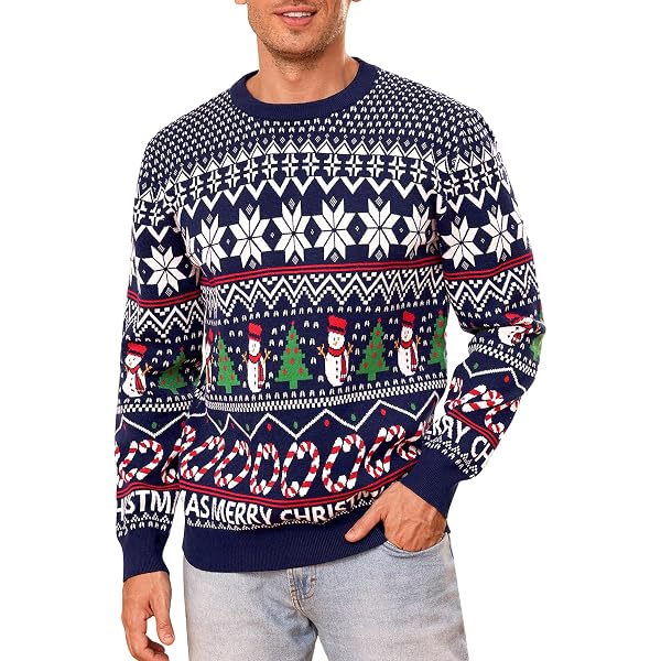 Pull De Noël Femme - Christmas Sweater Chaud Et Doux à Motif Festif - Col Rond, Manches Longues - Idéal Pour Les Fêtes Et Cadeau - 7