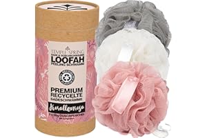 ‎TEMPLE SPRING Temple Spring Recycelter Duschschwamm, Körperpeeling Badeschwamm, Luffa Schwamm, Peeling Schwamm für Eingewachsene Haare, Waschschwamm Körper, Loofah Body Scrubber, Duschschwamm Körper - Korallenrosa