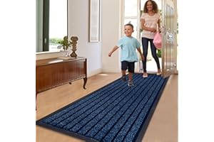 Rugs Inn Rubber Runner Rug for Hallways - Heavy Duty Anti Slip PVC Backing Runners Perfect for Mud-Rooms Muddy Wet Shoes and Paws(Blue, 60 x 180 cm)