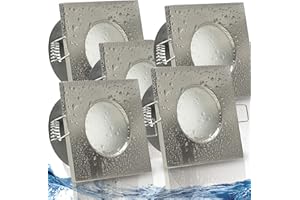 ‎TRENDLIGHTS24 trendlights24 Aqua Base Decken Einbaustrahler eckig IP65-5er Set ultra flach 50 mm LED Spots 5W 230V Neutralweiß - Edelstahl Optik gebürstet Bad