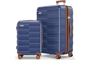 Vipbox Valigie Rigide Set 2 Pezzi 55+75cm (3 ANNI DI SERVIZIO VIP) Espandibile 100% Policarbonato Leggera Set Trolley da Viaggio Ultrar Durevole Valigia con Chiusura TSA e 4 Ruote, Blu Classico