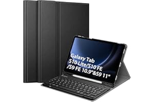 ‎FINTIE FINTIE Tastatur Hülle für Samsung Galaxy Tab S10 Lite/S10 FE/S9 FE 10.9" & S9 11" Tablet, Keyboard Cover mit Magnetisch Abnehmbarer Deutscher Bluetooth Tastatur, Schwarz