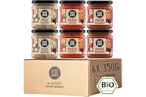 ‎LITTLE LUNCH Little Lunch Fertiggerichte Kennenlernbox Pasta & Risotto, Pasta Napoli, Vegetarische Bolognese, Pilz Risotto, Ready Meal, 100% Bio, Veggie, 6er Pack, 6 x 350g