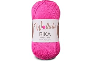 ‎WOLLIDU Wollidu Rika Garn zum Häkeln und Stricken 300g / 798m Strickgarn 100% Polyacryl Häkelgarn Candy Pink