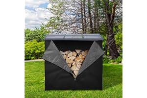 ML DESIGN MODERN LIVING ML-Design Copertura per Legna da Ardere 185x125 cm Nero in Poliestere Resistente alle Intemperie Coperchio per Ripiano da 143x145 cm Copertura per Portalegna per Esterno