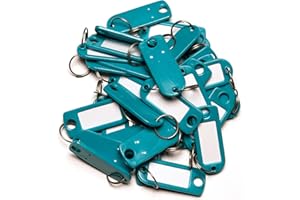 van den Heuvel Schlüsselanhänger türkis | 30 Schlüsselanhänger Rohlinge zur Beschriftung | Schlüsselschild mit Ring zum Beschriften und Auswechseln | extra stabile Schlüssel Beschriftungsschilder