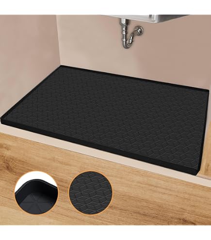 Bekasa - Tappetino per sottolavello, in silicone, impermeabile, per cassetti da cucina, vassoio sotto il lavello per gocciolamenti e perdite, flessibile, antiscivolo, facile da pulire, 88,9 x 55,9 cm