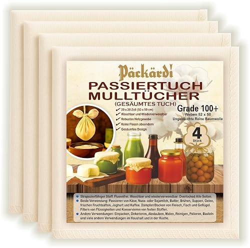 PACKARDI Passiertuch 4er-Set, ca. 50 × 50 cm