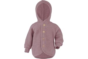 Engel Kurtka dziecięca z kapturem, wełniany polar, Melanż z drewna różanego, 98-104