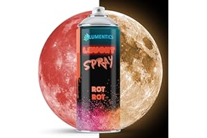 LUMENTICS Leuchtspray Hellrot - Farbspray mit Nachleuchteffekt - Leuchtet im Dunkeln - Aus Deutschland - 400 ml Sprühfarbe mit Zusatz-Cap