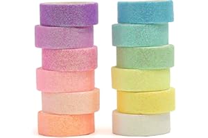 YUBX 12 Rollos Brillar Washi Tape Set Papel de aluminio espumoso Masking Tape cinta adhesiva de papel decorativa para Scrapbooking Artesanía de Bricolaje (12 colores)