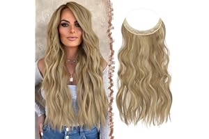 ‎FESHFEN FESHFEN Secrets Haare Extensions Lange Gewellt Haarverlängerung Invisible Secret Haarextension Synthetik Hair Unsichtbarem Haarteile für Frauen Hellbraun & Blond 50 cm