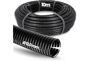 Kalitec - Tubo corrugato scanalato NW 12, 10 metri, tubo corrugato aperto, tubo di protezione per martore, tubo vuoto, protezione per cavi AD 15,6 mm, ID 12,0 mm
