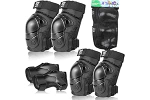 ‎SPFASZEIV Kinder&Erwachsene Knieschoner Set,Schützerset 6 in 1 mit Knie-Ellbogen-Handgelenkschoner, Schutzausrüstung verstellbare Handgelenkschoner für Rollerblading Skaten Skateboard Roller Radfahren