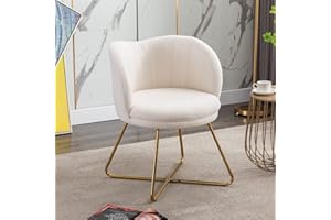 ‎WAHSON OFFICE CHAIRS Wahson Sessel Kunstfell Akzentstuhl Loungesessel Modern Polsterstuhl mit Metallbeinen Einzelsessel für Schlafzimmer/Wohnzimmer (Weiß)