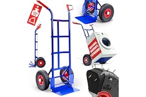 GARDEBRUK® Sack Truck | Heavy Duty Steel | Solid PU Rubber Tyres | Foldable Shovel with 200kg Capacity | Garden Transport Hand Truck | Moving Trolley | 115 x 54 x 45cm | Blue & Red
