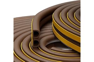 MARICATO 12M Guarnizione Finestra D-Tipo, 9mm X 6mm Nastro Sigillante Autoadesivo Guarnizione Porta In Gomma, Paraspifferi Porta Isolamento, Striscia di Schiuma per Anti Freddo,Anti-Collisione-Marrone