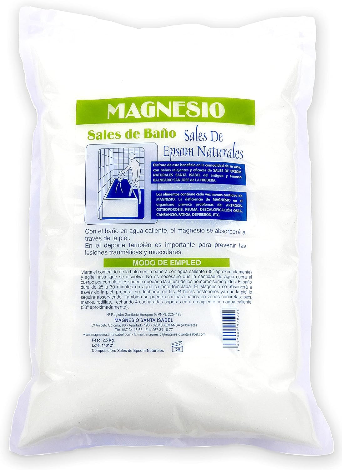 Sales De Epsom Naturales Santa Isabel Del Antiguo Balneario Del Yacimiento de La Higuera. Baño Y Cuidado Personal. 2,5kg
