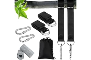 ABOHU 2 Pcs Hanging Kit Straps, Adjustable Hanging Rope with 2 Pcs Tree Protectors Pads & 2 Pcs Metal Lock Carabiner, Heavy Duty Hammock Tree Strap, for Camping Backpacking Patio Hammocks Swings