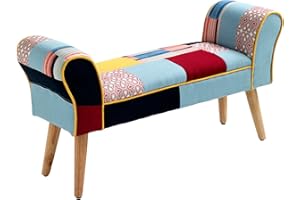 TOMASUCCI Wink design, L'Aia, Panca, Tessuto Tecnica Patchwork, Multicolore, 53 X 100 X 30 cm