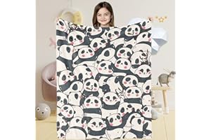LINGQIANG Panda Geschenke für Kinder Mädchen Geburtstag, 100 x 130 cm Flauschig Cartoon Panda Flanell Decke Weich Panda Kuscheldecke Wohndecke für Baby Kleinkind Jungen Sofa Couch Deko