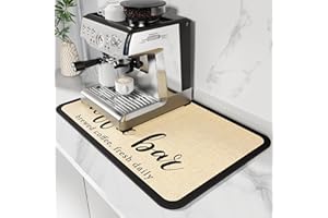 DK177 Coffee Bar Mat - Hide Stain Absorbent Drying Mat with Waterproof Rubber Backing - Fit Under Coffee Maker, Machine, Pot or Espresso Machine (19''X12'')