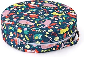 Zicac Sitzerhöhung Stuhl Kind Tragbar Cartoon Stuhlerhöhung Kind, Abnehmbar Waschbar Sitzkissen Kinder Stuhl für Essen, Klavier Spielen, Ausflug, Picknick, Reisen (Dunkelgrün)