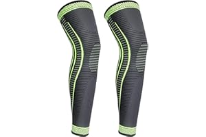 YELOUMISS Genouillères Sport Longue Respirant Genouillère de Compression pour Hommes et Femmes Avec Gel de Silice Antidérapant pour ACJ, PCL, Déchirure Ménisque, Arthrite, Ténosynovite 1 Paire (vert, XXL)