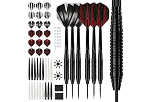 KOTO DARTS KOTO Zestaw rzutek ze stali nierdzewnej, w zestawie 90 akcesoriów: 2 zestawy stalowych grotów, 6 zestawów shaftów do darta (nylon), piórka o grubości 100 mikronów (55 mm + 8,6 mm), wysokiej jakości