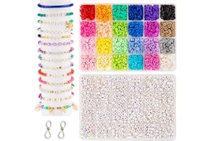 zenmag 24 Colors Clay Beads Bracelet Making Kit, 800 Gold Letter Beads (A-Z) for Bracelet Making, Gifts