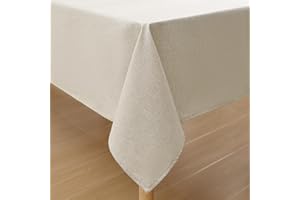 Homaxy Nappe de Table Aspect Lin Nappe Rectangulaire 140 x 240 cm Nappe Exterieur Imperméable Anti-tâche Protection de Table pour Salle à Mangerr,Jardin - Beige