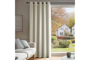 Deconovo Door Curtain Thermal Insulated Eyelet Energy Efficient Room Darkening Curtain for Bedroom Living Room 66 x 84 Inch Drop Light Beige 2 Panels