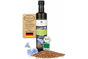 ‎LEINKRAFT BODENSEE Leckeres Bio-Leinöl 500ml frisch gepresst 100% deutsche Leinsaat - Omega 3 reich mit Lignanen - direkt ungefiltert abgefüllt - Leinsamenöl in Bioland Rohkostqualität