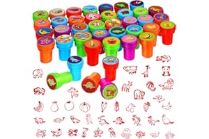 ZEUWETS 40 Pezzi Timbri Bambini, Giocattoli di Timbro, Timbri Gadget Regalini, Timbri Bambini Animali per Compleanno/Regali di Feste/Ricompense Scolastiche