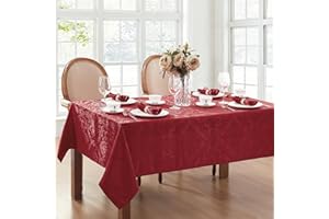 Elrene Obrus adamaszkowy, poliester, czerwony, 132 cm x 132 cm (kwadratowy)