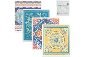 ‎PARMEDU Parmedu Schwedische Geschirrtücher 4er-Pack, Wiederverwendbare, Saugfähige und Schnell Trocknende Küchentücher, Umweltfreundliche Biologisch Abbaubare Reinigungstücher, Mandala-Muster, TD004