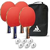 JOOLA Tischtenis-Set Family, Tischtenis-Setmit 4 Tischtenisschl-Gern, Tischtenisbollen und Tragetasche