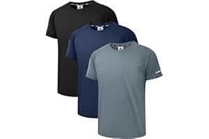 Holure Herren 3 or 5er Pack Sports Atmungsaktiv Schnelltrocknend Kurzarm T-Shirts Fitnessshirt für Running Workout