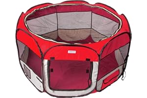 Funhobby Italia Srl Recinto Box per Animali Cani Gatti Cuccioli Pieghevole Portatile Tessuto Impermeabile con Cerniera per Interno o Esterno (Rosso, Rosso)
