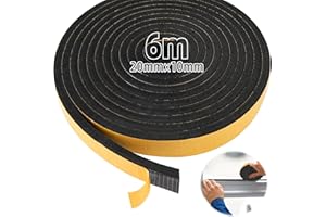 SOPHISTICATE Bande d'Étanchéité Autocollante en Mousse 20mm (l) x 10 mm (H) Mousse Bande de Joint D'étanchéité en Caoutchouc pour Porte, Fenêtre, Joint De Porte, Résistant Aux Intempéries, Anti-Collision