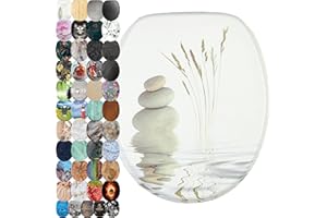 Sanilo Abattant WC, Grande sélection de lunettes de toilette, Finition de haute qualité, Charnières robustes, Fixation facile (Balance)