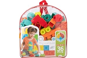 COLORBABY 49732 - Bloques de Construcción para niños Flexi / Incluye 36 piezas, juguetes para niños, juegos educativos / Piezas de construcción Grandes de diversas formas, colores y textura blanda