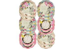 Talking Tables Lot de 12 Assiettes en Papier Jetables (17 cm) Thème Alice au Pays des Merveilles Tea Party Le Chapelier Fou |Décoration Fête d'Anniversaire, Célébration Baby Shower