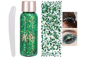 EONFAVE Body Glitter Gel, Face Body Glitzer Schminke Gesicht, Liquid Sequins Chunky Glitter für Körper und Haare, Kleidungsdekoration, Feminine Festival Make Up Pailletten und Zubehör (109#grün)